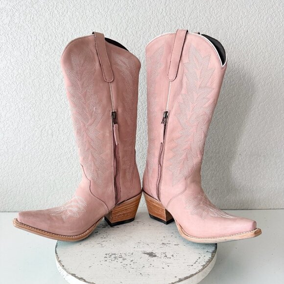Lane Gallatin Womens Cowboy Boots 9 Pink Cowgirl Western Mid Calf Pointed Toe - Picture 7 of 11